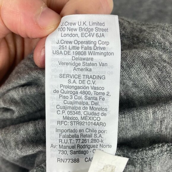 J Crew Ruffled Vintage Cotton Long Sleeve T-Shirt Grey Size Large Tee Crew Neck - Picture 9 of 13